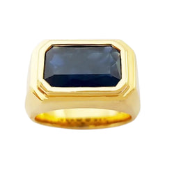 JR0185L - Blue Sapphire Men’s Ring set in 18K Gold Setting