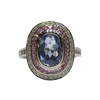 JR0258K - Unheated Pastel Blue Sapphire with Pink Sapphire & Diamond Ring Set in 18K White Gold