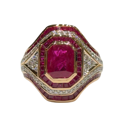 JR0260K - Ruby with Diamond Ring Set in 18K Rose Gold Setting