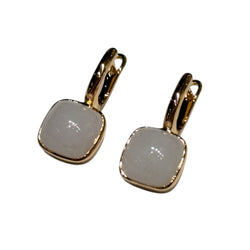 JE0190K - Cushion Lavender Jade Earrings Set in 18K Rose Gold Setting