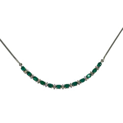 JN0039K - Emerald with Diamond Necklace Set in 18K White Gold Setting