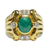 SJ054K - Cabuchon Emerald with Diamond Ring Set in 18K Gold Setting