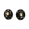 JE0032OK - Black Star Sapphire with Black & White Diamond Earrings Set in 18K White Gold Setting