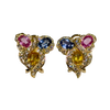 JE0223K - Blue, Pink, and Yellow Sapphire with Diamond Earrings Set in 18K Gold Setting