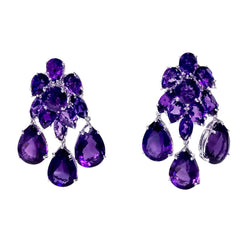 JE0435M - Amethyst Earrings set in 18K White Gold Setting
