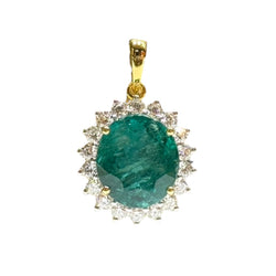 JP0079K - Emerald with Diamond Pendant Set in 18K Gold Setting
