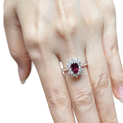 JR0475M - Unheated Ruby with Diamond Ring set in Platinum 950 Setting