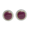 JE0365M - Cabochon Ruby with Diamond Earrings set in 18K White Gold Setting