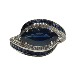 JR0324K - Blue Sapphire And Diamond Ring Set in Platinum Setting