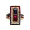 JR0322K - Blue Sapphire, Ruby, and Diamond Ring Set in 18K Gold Setting