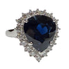 JR0325K - Blue Sapphire with Diamond Ring Set in 18K White Gold Setting