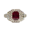 JR0343K - GIA Certified Burmese Pigeon’s Blood Ruby with Diamond Ring Set in Platinum Setting