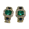 JE0245K - Emerald, Blue Sapphire, and Diamond Earrings Set in 18K Gold Setting