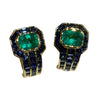 JE0246K - Emerald and Blue Sapphire Earrings Set in 18K Gold Setting