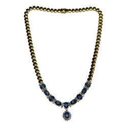 JN0070K - Blue Sapphire with Diamond Necklace Set in 18K Gold Setting