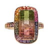 JR0359K - Watermelon Tourmaline with Multi-Sapphire Ring Set in 18K Rose Gold Setting
