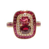 JR0361K - Ruby, Pink Sapphire with Diamond Art Deco Style Ring Set in 18K Rose Gold Setting