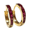 JE0249K - Ruby Hoop Earrings Set in 18K Gold Setting