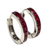 JE0252K - Ruby Hoop Earrings Set in 18K White Gold Setting