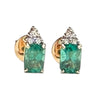 JE0254K - Emerald with Diamond Earrings Set in 18K Rose Gold Setting
