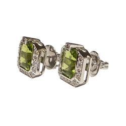 JE0199SK - Peridot with Diamond Earrings Set in 18K White Gold Setting