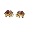 JE0263K - Ruby with Diamond Elephant Earrings Set in 14K Gold Setting