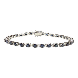 JB0103K - Blue Sapphire Tennis Bracelet Set in 14K White Gold Setting