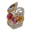JR0918TK - Multi-Sapphire, Ruby, and Diamond Ring Set in 18K Gold Setting