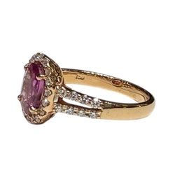 JR0368K - Pink Sapphire with Diamond Ring Set in 18K Rose Gold Setting