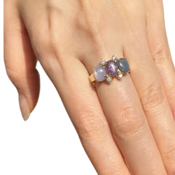 JR0566L - Star Sapphires with Diamond Ring set in 18K Gold Setting