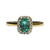 JR0371K - Emerald with Diamond Ring Set in 18K Gold Setting