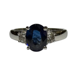 JR0382N - GIA Certified Blue Sapphire with Diamond Ring Set in Platinum Setting