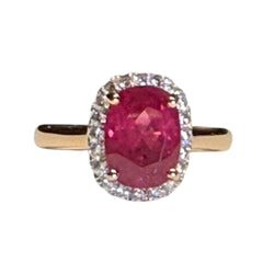 JR0372K - Ruby with Diamond Ring Set in 18K Rose Gold Setting
