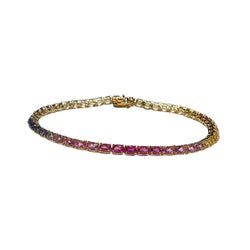 JB0110K - Multi-Sapphire Tennis Bracelet Set in 14K Gold Setting