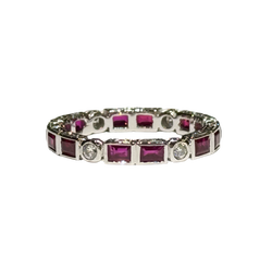 JR0395K - Ruby with Diamond Eternity Ring Set in 18K White Gold Setting