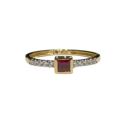 JR0386K - Ruby with Diamond Ring Set in 18K Gold Setting