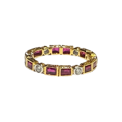 JR0384K - Ruby with Diamond Eternity Ring Set in 18K Gold Setting