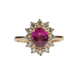 JR0378K - GIA Certified Unheated Pink Sapphire with Diamond Ring Set in 18K Rose Gold Setting