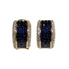 JE0277K - Invisible Set Blue Sapphire with Pave Diamond Earrings Set in 18K Gold Setting