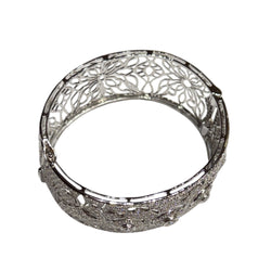 JBTHK - Filigree Diamond Bangle Bracelet Set in 18K White Gold Setting