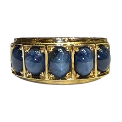 JR0004QK - Blue Star Sapphire Ring Set in 18K Gold Setting