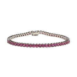 JB0128NK - Pink Sapphire Tennis Bracelet Set in 18K White Gold Setting