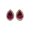 JE0289K - Ruby with Diamond Halo Earrings Set in 18K Gold Setting