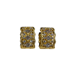 JE0285K - Diamond Filigree Huggie Earrings Set in 18K Gold Setting