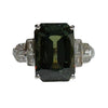 JR0010NK - Green Sapphire with Diamond Ring Set in 18K White Gold Setting