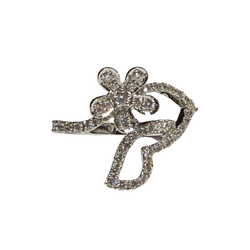 JR0285TK - Diamond Flower Ring Set in 18K White Gold Setting