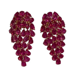 JE0291K - Ruby Chandelier Earrings Set in 18K Rose Gold Setting