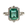 JR0408K - Emerald with Diamond Ring Set in 18K White Gold Setting