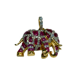 JP0101K - Ruby with Diamond Elephant Pendant Set in 18K Gold Setting