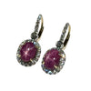 JE0335K - Star Ruby with Diamond Leverback Earrings Set in 18K Gold Setting